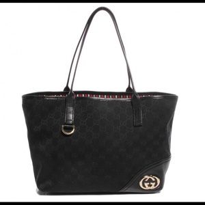 GUCCI New Britt Black GG Canvas Large Tote🛍